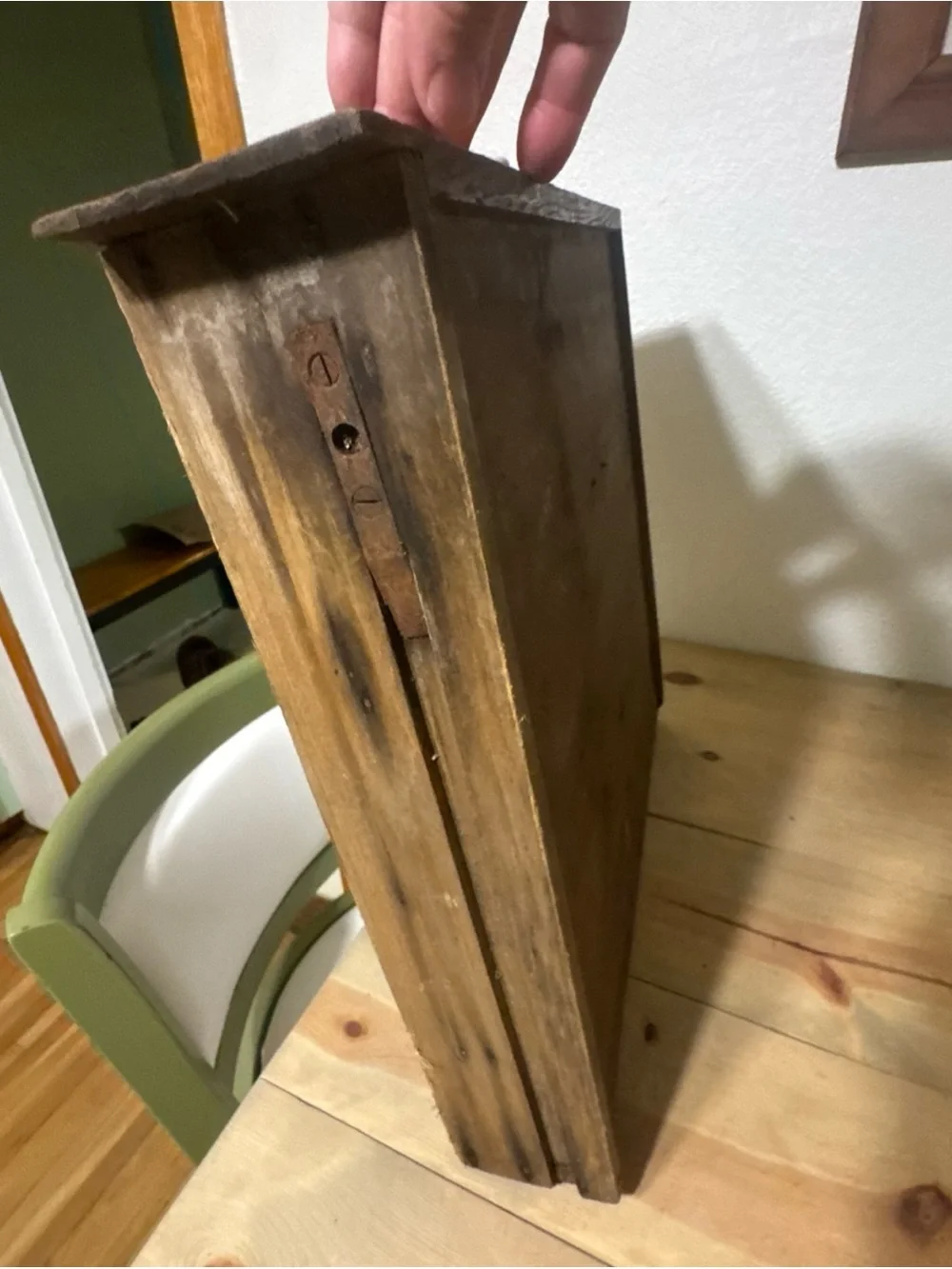 Vintage Wooden Shadow Box Wall Shelf – Rustic Farmhouse Cubby Display